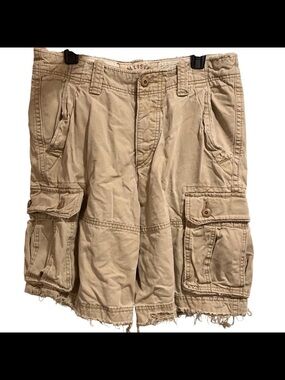 Hollister Cargo Shorts Men 30 Khaki Heavy Weight Y2K